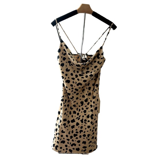 Renee C. leopard spaghetti strap cami slip dress size small - Picture 4 of 8